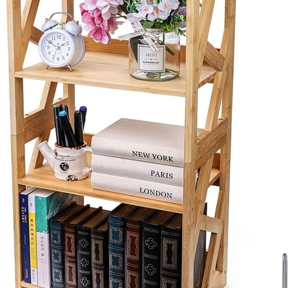 NEW 3-Tier Open Shelf Bookcase, Small Bamboo Bookshelf - Picture 2 of 6
